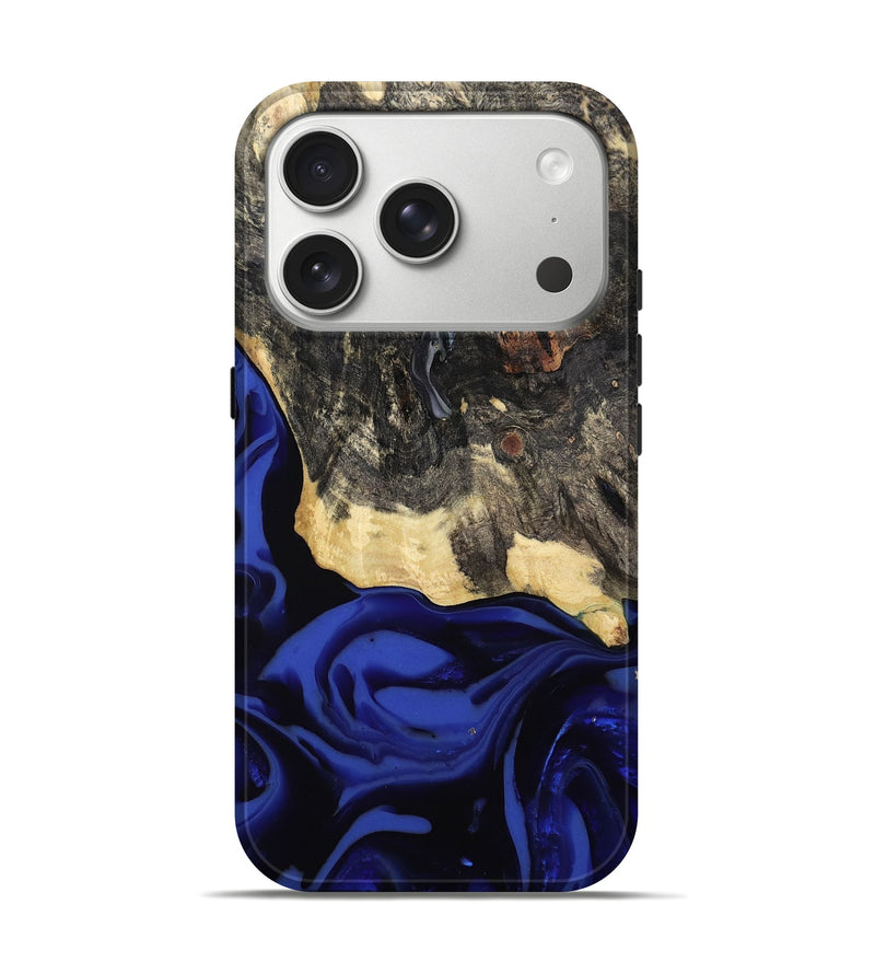 iPhone 17 Pro Wood Live Edge Phone Case - Dania (Blue, 811449)