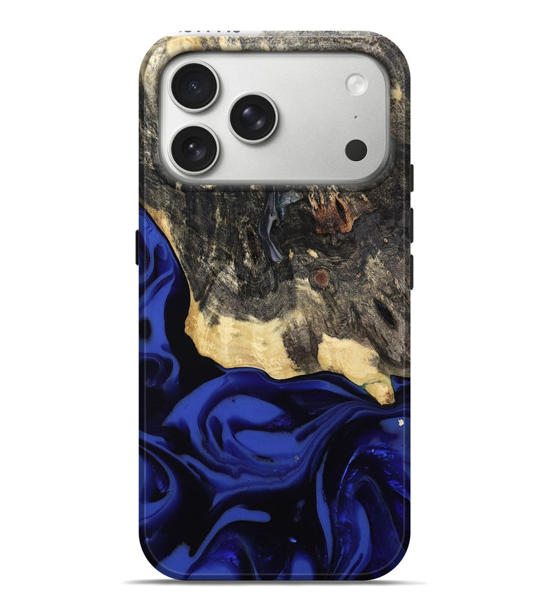iPhone 17 Pro Max Wood Live Edge Phone Case - Dania (Blue, 811449)