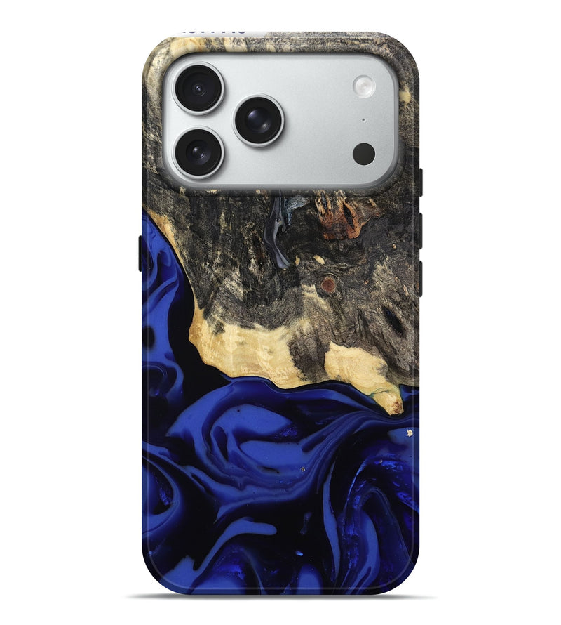 iPhone 18 Pro Max Wood Live Edge Phone Case - Dania (Blue, 811449)