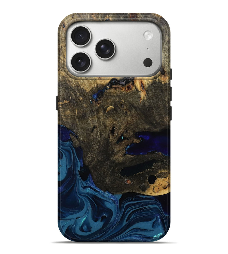 iPhone 17 Pro Max Wood Live Edge Phone Case - Aidan (Blue, 811450)