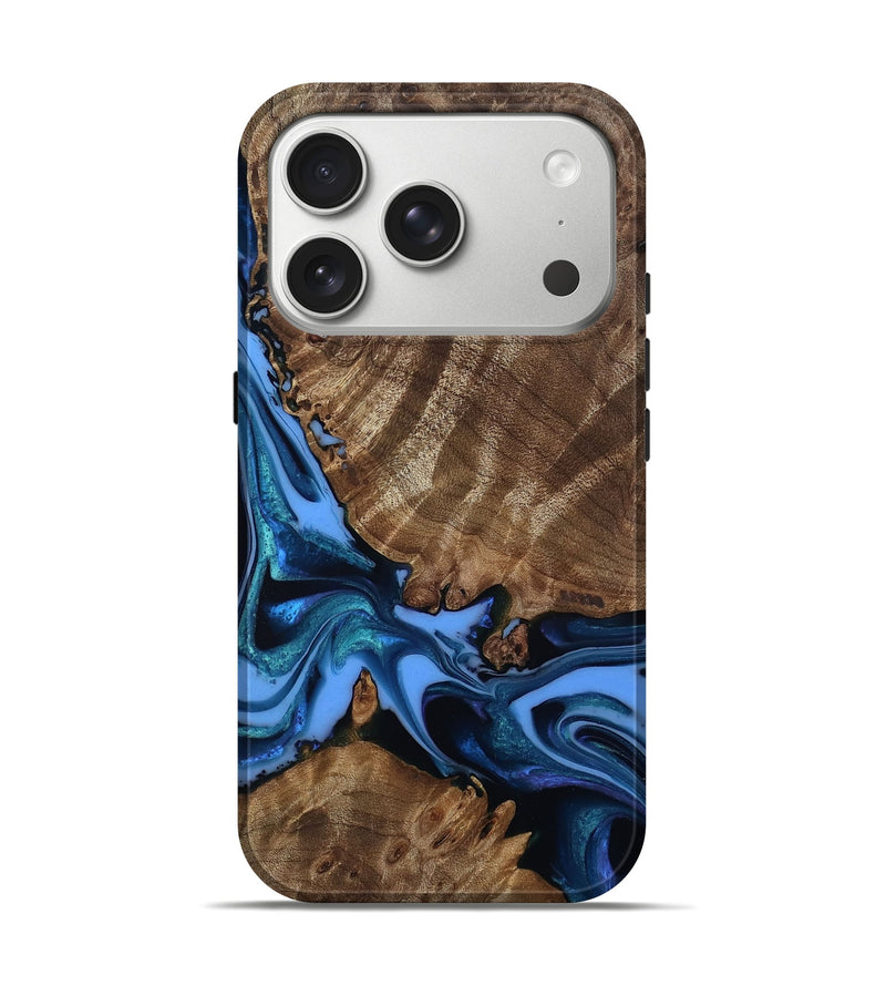 iPhone 17 Pro Wood Live Edge Phone Case - Myles (Blue, 811453)