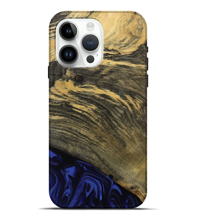 iPhone 15 Pro Max Wood Live Edge Phone Case - Max (Blue, 811455)