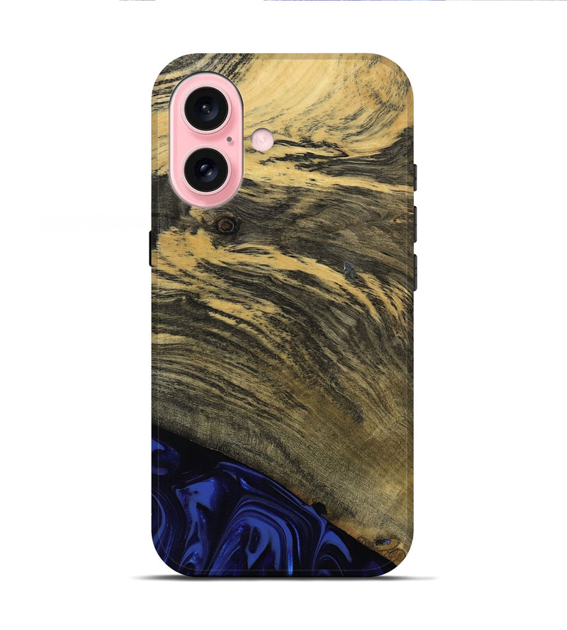 iPhone 16 Wood Live Edge Phone Case - Max (Blue, 811455)