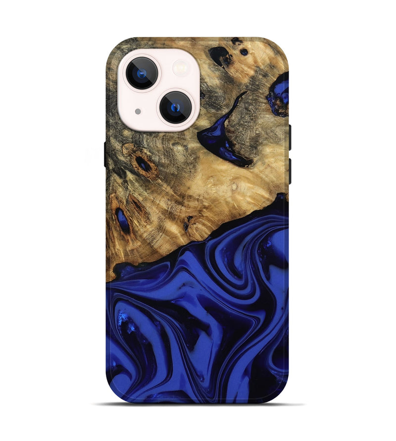 iPhone 14 Wood Live Edge Phone Case - Marla (Blue, 811458)