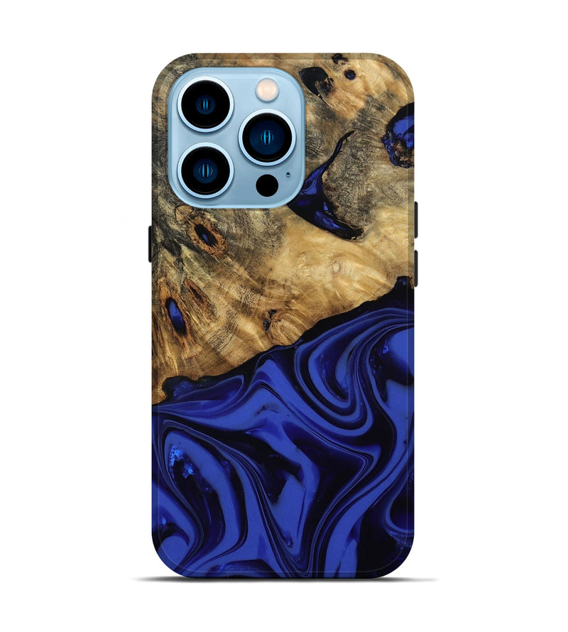iPhone 14 Pro Wood Live Edge Phone Case - Marla (Blue, 811458)