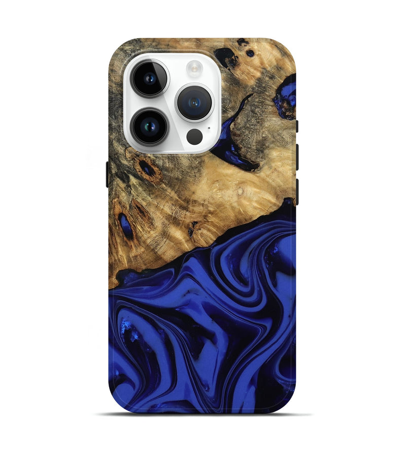 iPhone 15 Pro Wood Live Edge Phone Case - Marla (Blue, 811458)