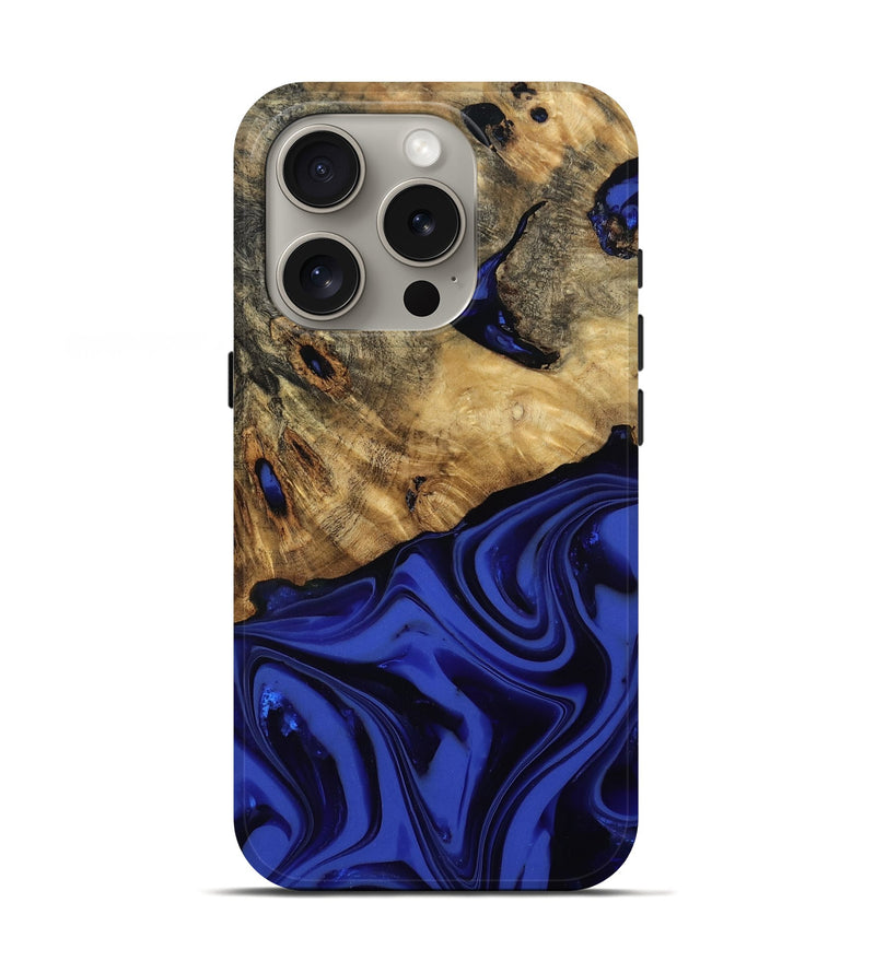 iPhone 16 Pro Wood Live Edge Phone Case - Marla (Blue, 811458)