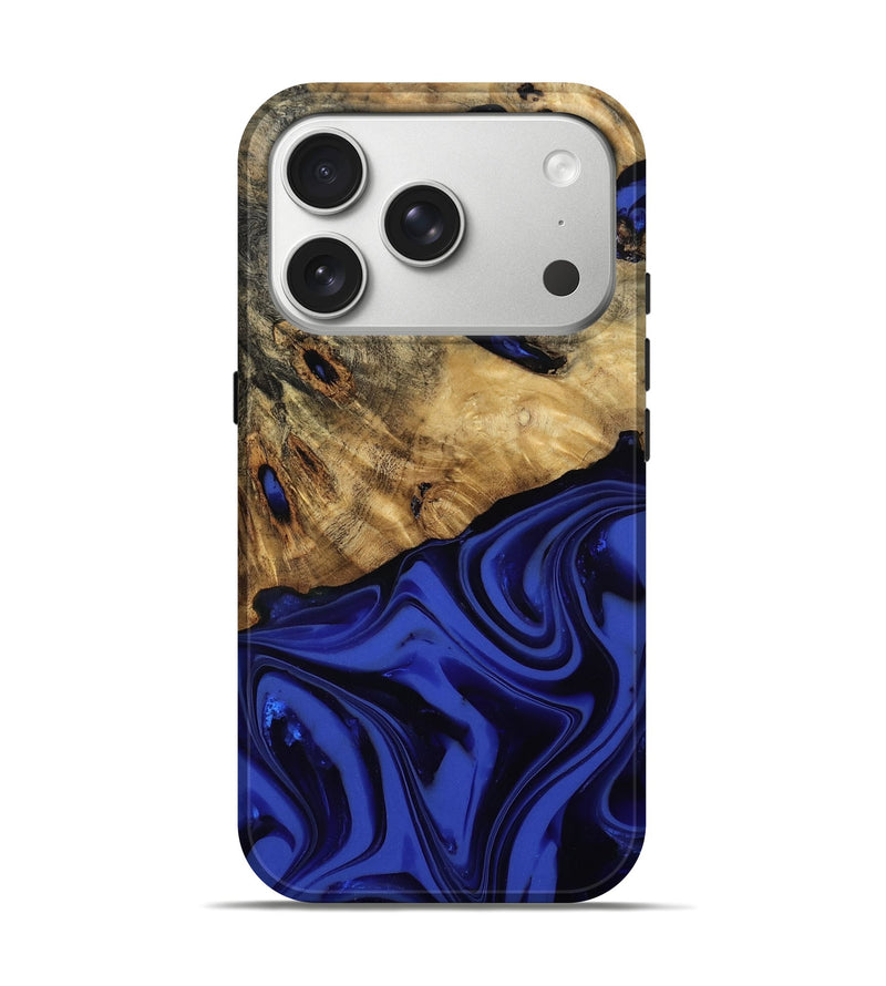 iPhone 17 Pro Wood Live Edge Phone Case - Marla (Blue, 811458)