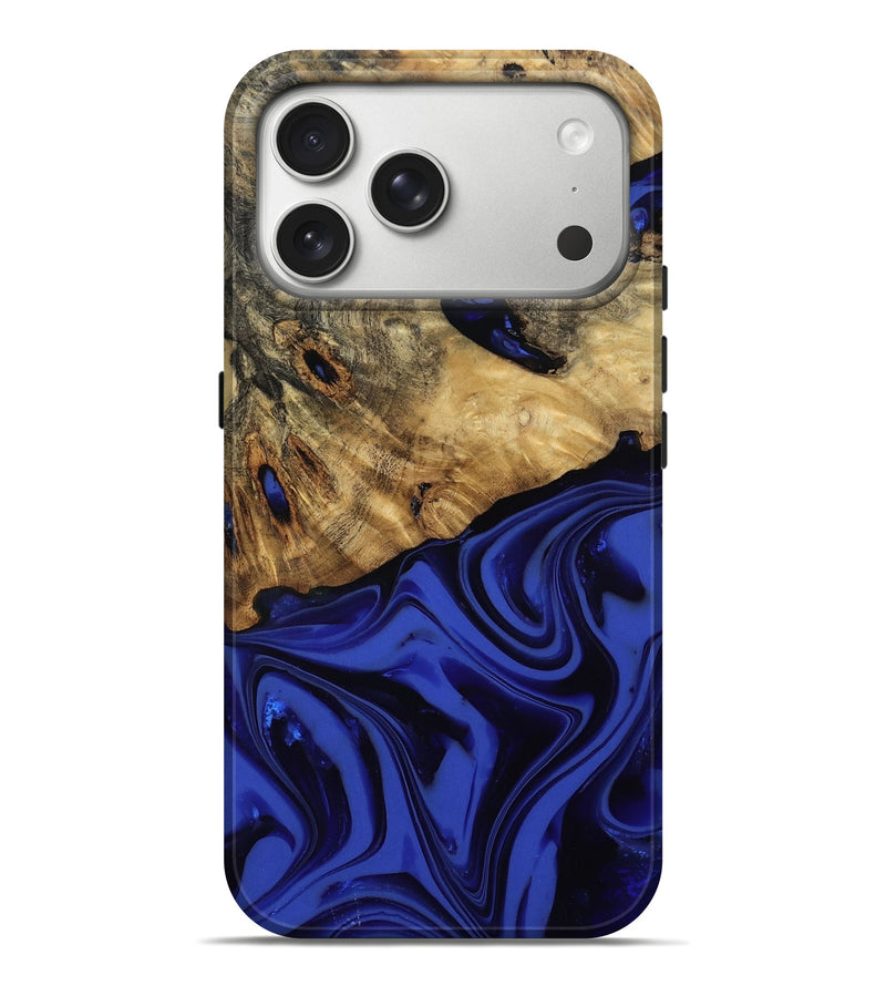 iPhone 17 Pro Max Wood Live Edge Phone Case - Marla (Blue, 811458)