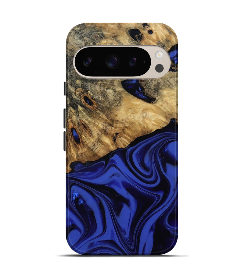 Pixel 9 Pro Wood Live Edge Phone Case - Marla (Blue, 811458)