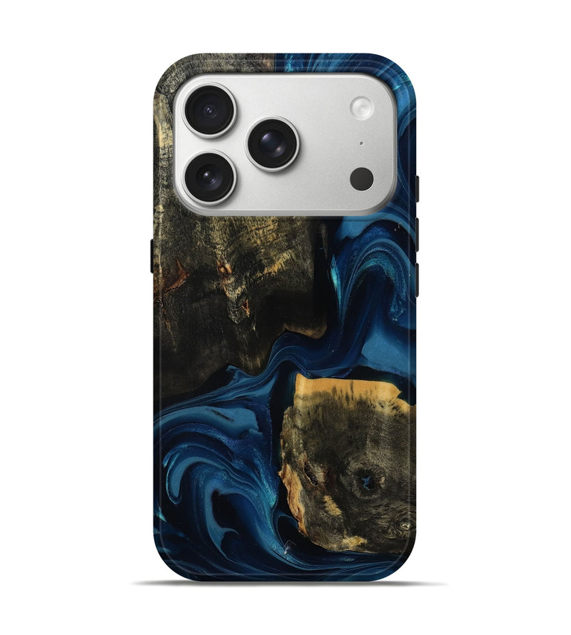 iPhone 17 Pro Wood Live Edge Phone Case - Lanny (Blue, 811460)