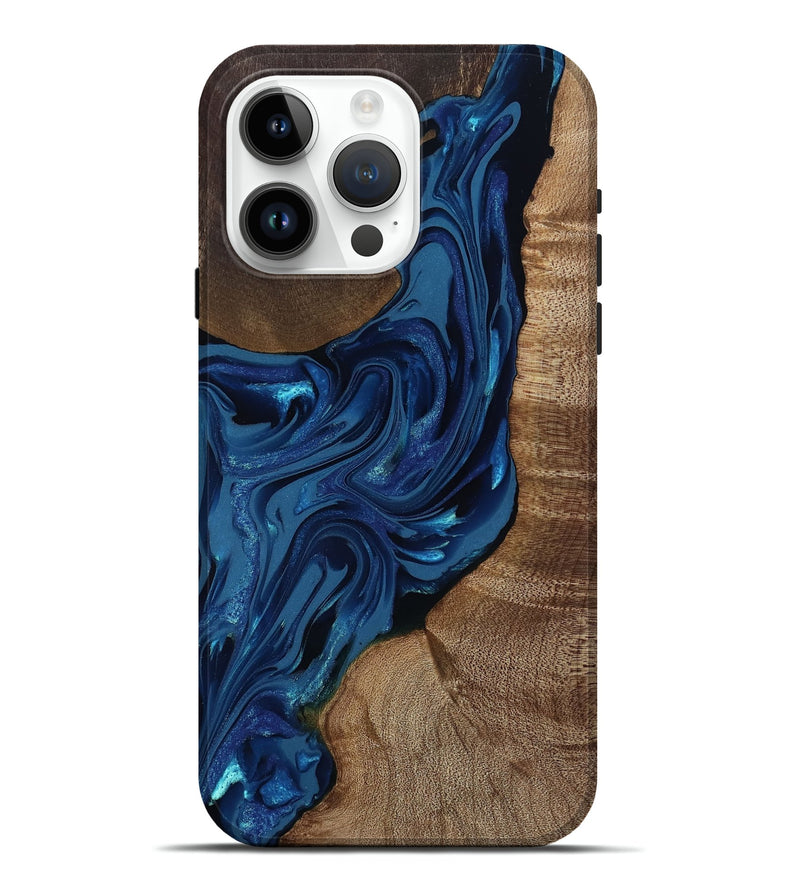 iPhone 15 Pro Max Wood Live Edge Phone Case - Deacon (Blue, 811461)