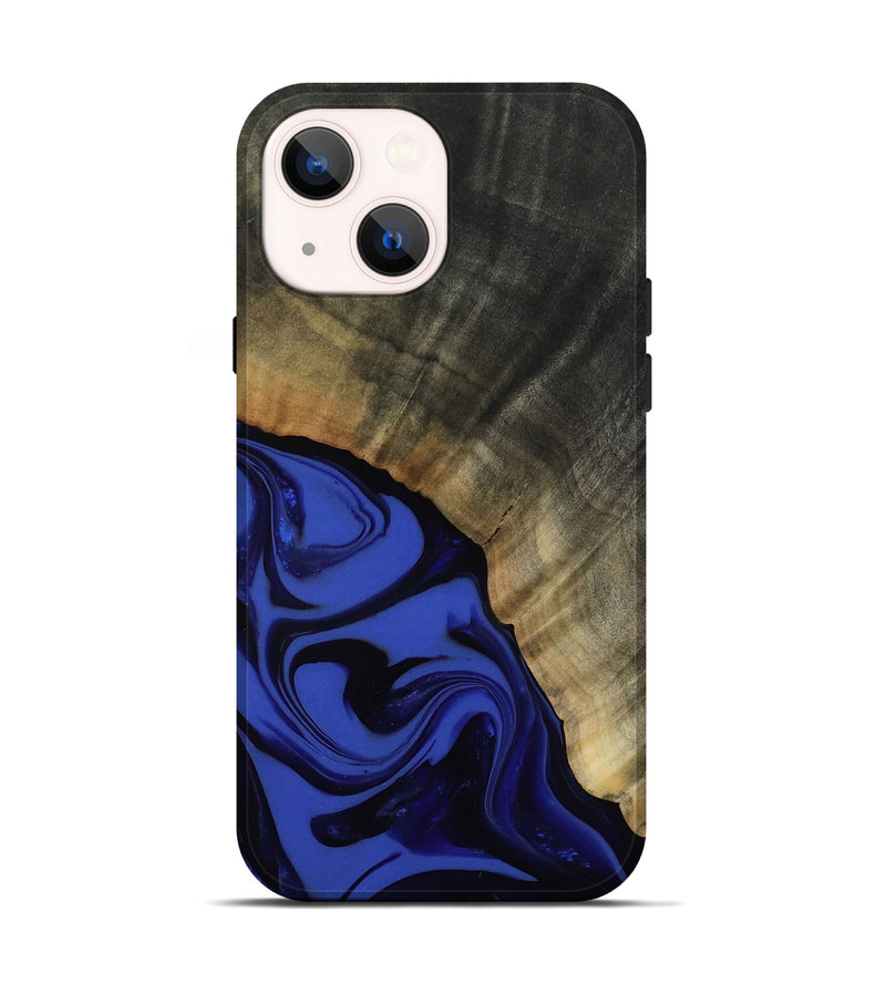 iPhone 14 Wood Live Edge Phone Case - Kenneth (Blue, 811464)