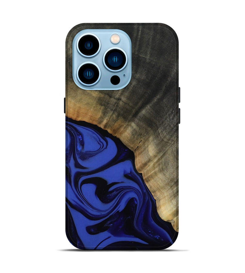 iPhone 14 Pro Wood Live Edge Phone Case - Kenneth (Blue, 811464)