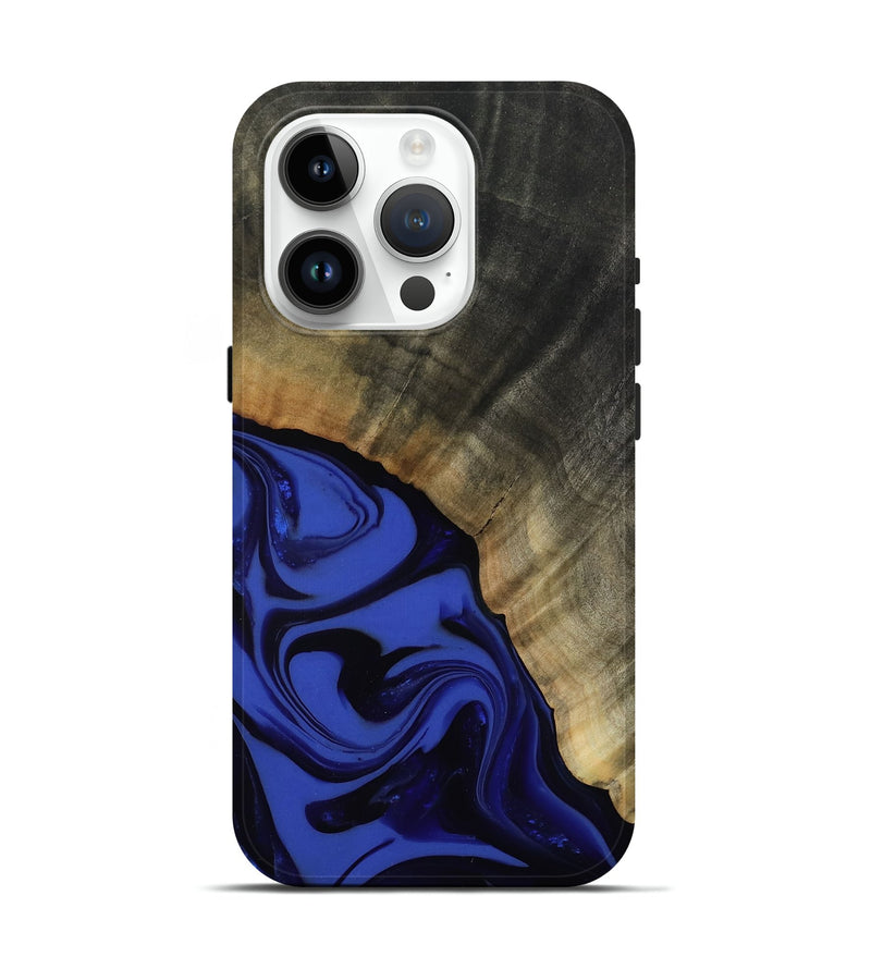 iPhone 15 Pro Wood Live Edge Phone Case - Kenneth (Blue, 811464)