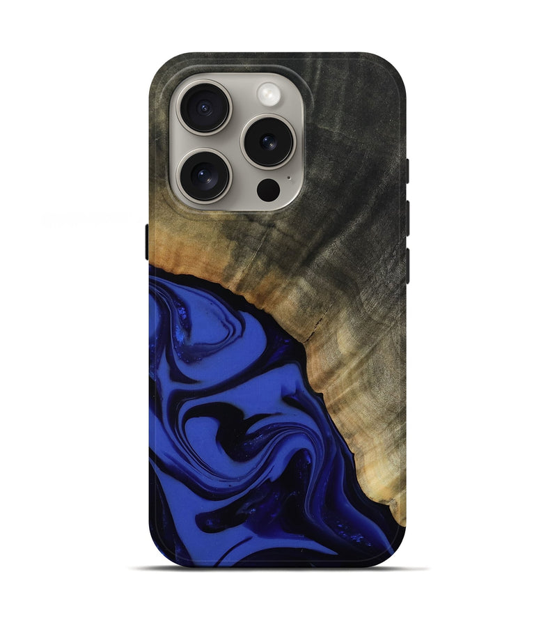 iPhone 16 Pro Wood Live Edge Phone Case - Kenneth (Blue, 811464)