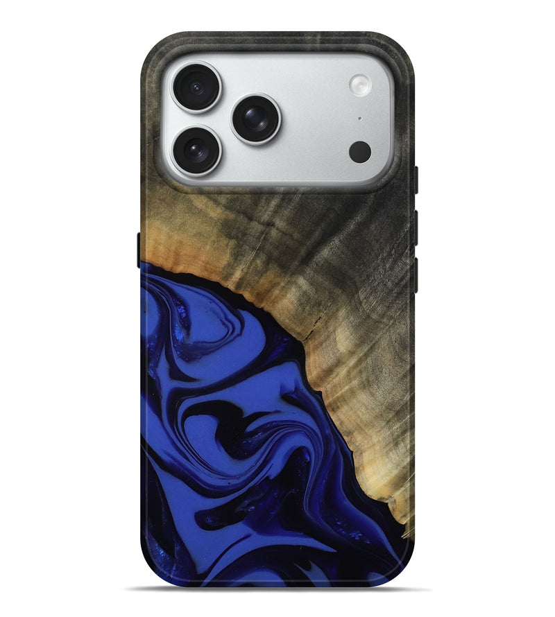 iPhone 18 Pro Max Wood Live Edge Phone Case - Kenneth (Blue, 811464)