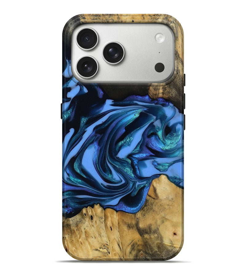 iPhone 17 Pro Max Wood Live Edge Phone Case - Jordin (Blue, 811465)