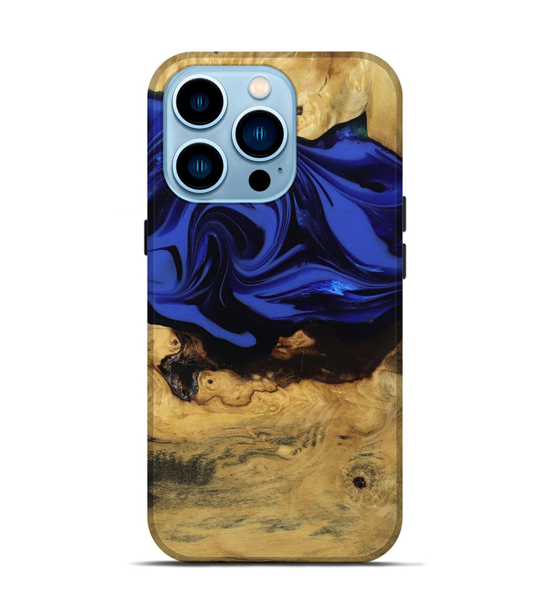 iPhone 14 Pro Wood Live Edge Phone Case - Percy (Blue, 811466)
