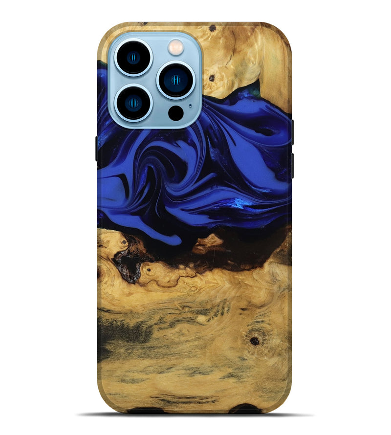 iPhone 14 Pro Max Wood Live Edge Phone Case - Percy (Blue, 811466)