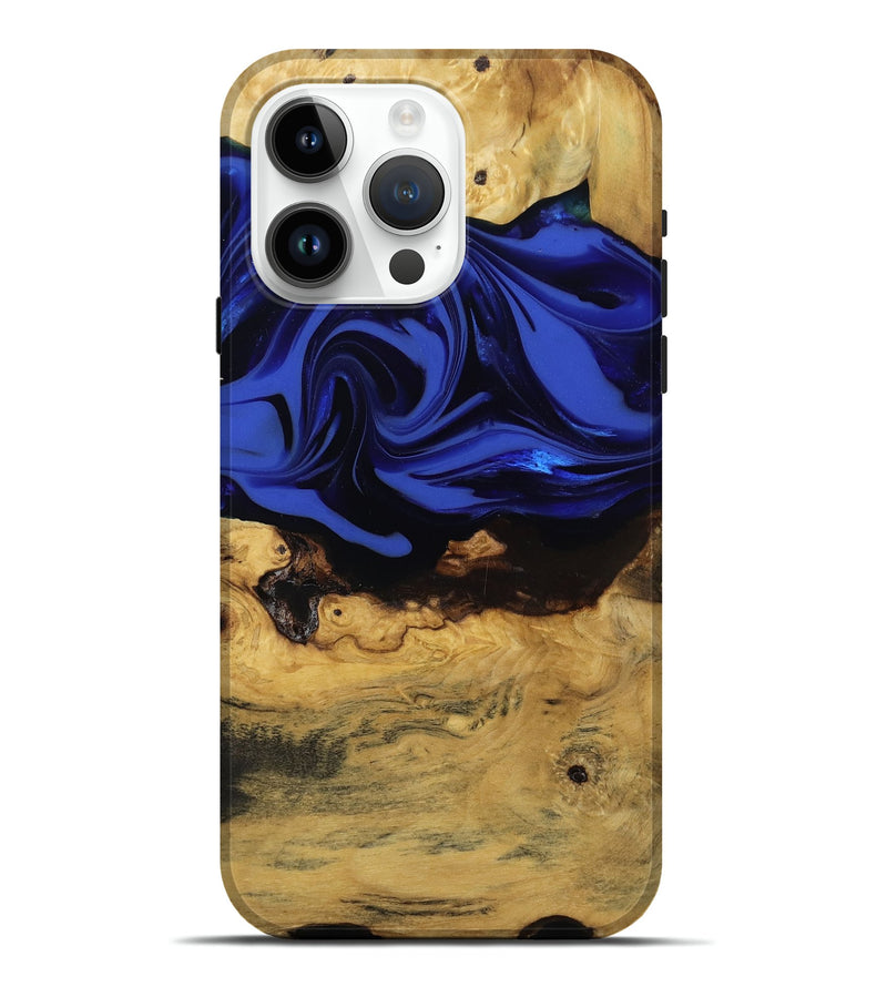 iPhone 15 Pro Max Wood Live Edge Phone Case - Percy (Blue, 811466)