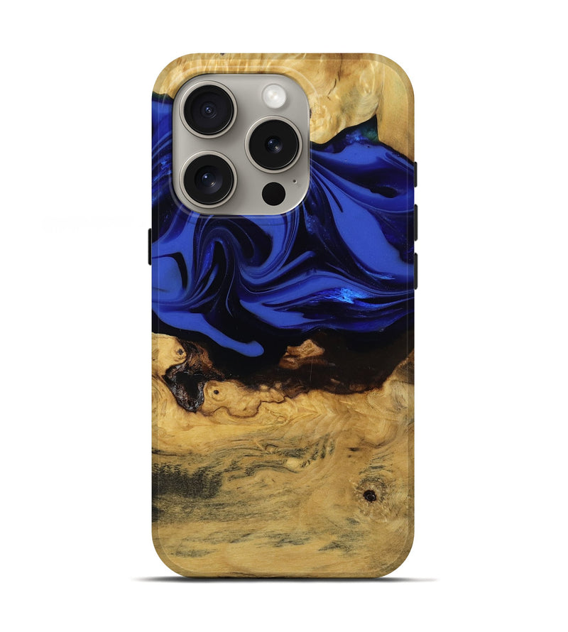 iPhone 16 Pro Wood Live Edge Phone Case - Percy (Blue, 811466)