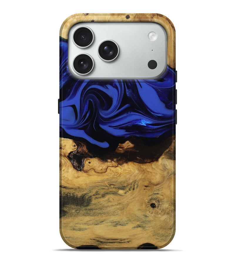 iPhone 18 Pro Max Wood Live Edge Phone Case - Percy (Blue, 811466)