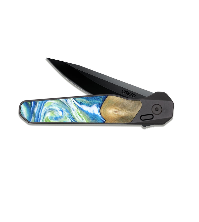EDC Dark Slate Wood Pocket Knife - Zaniyah (Blue, 811476)