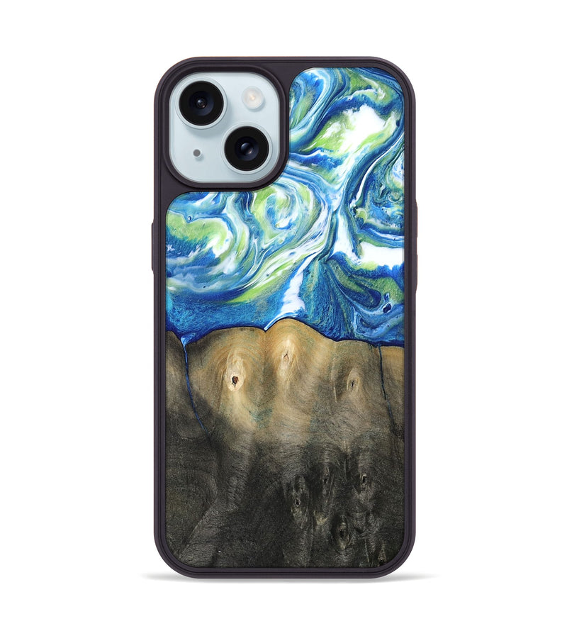 iPhone 15 Wood Phone Case - Zaniyah (Blue, 811476)