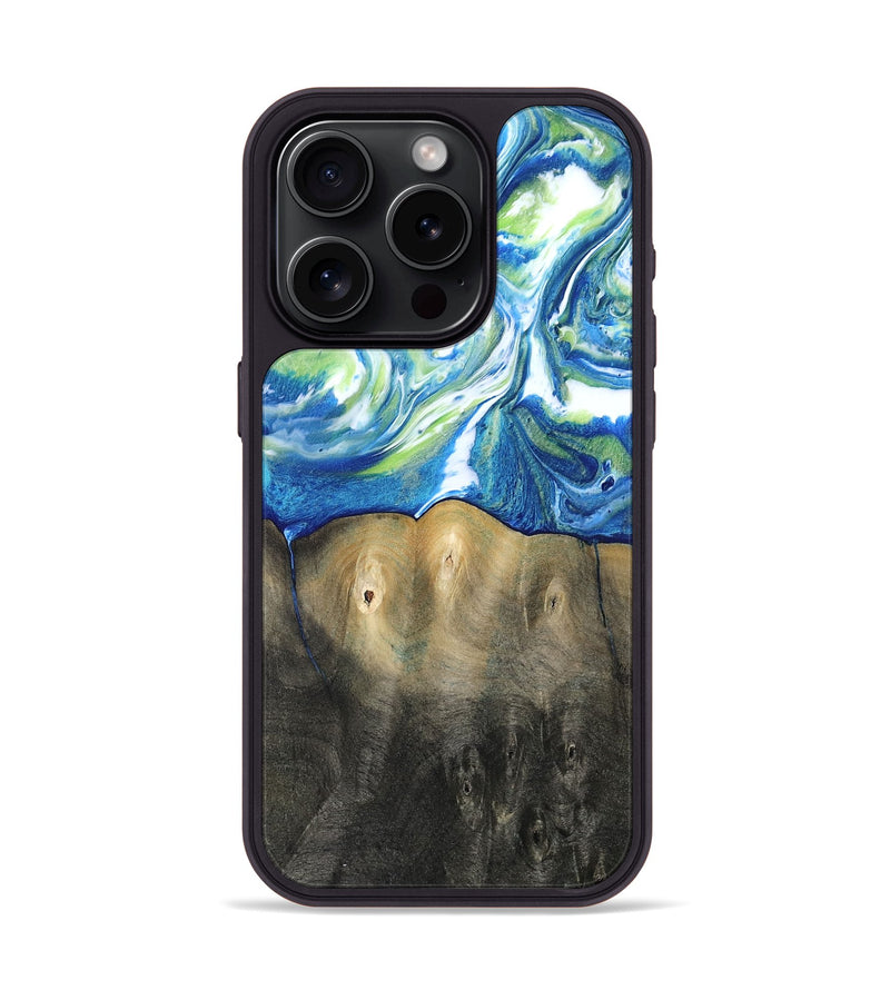 iPhone 15 Pro Wood Phone Case - Zaniyah (Blue, 811476)