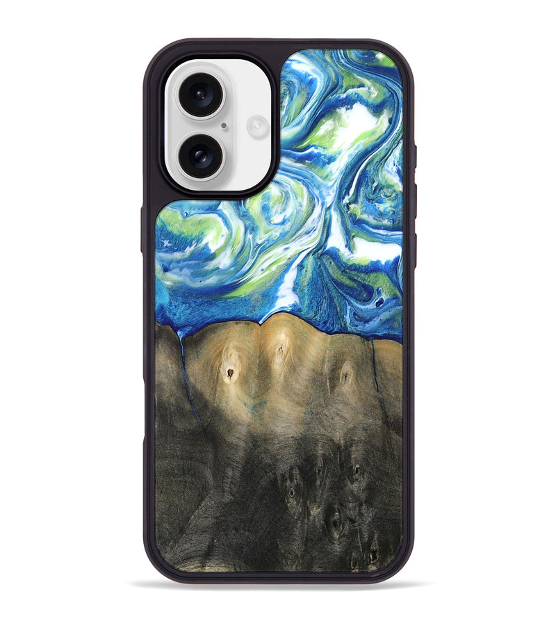iPhone 16 Plus Wood Phone Case - Zaniyah (Blue, 811476)