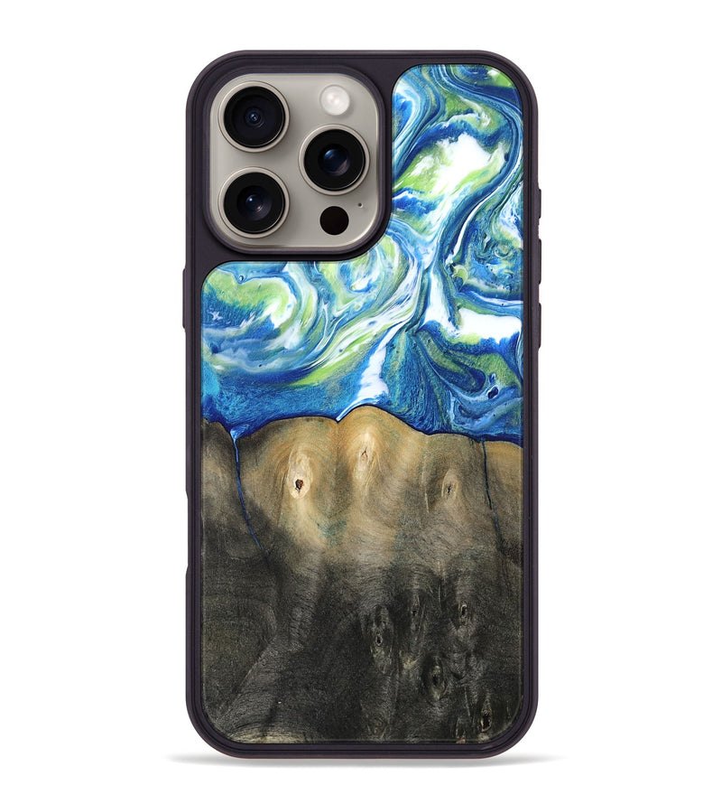 iPhone 16 Pro Max Wood Phone Case - Zaniyah (Blue, 811476)