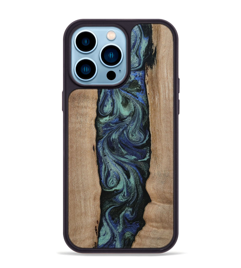 iPhone 14 Pro Max Wood Phone Case - Zyon (Blue, 811479)