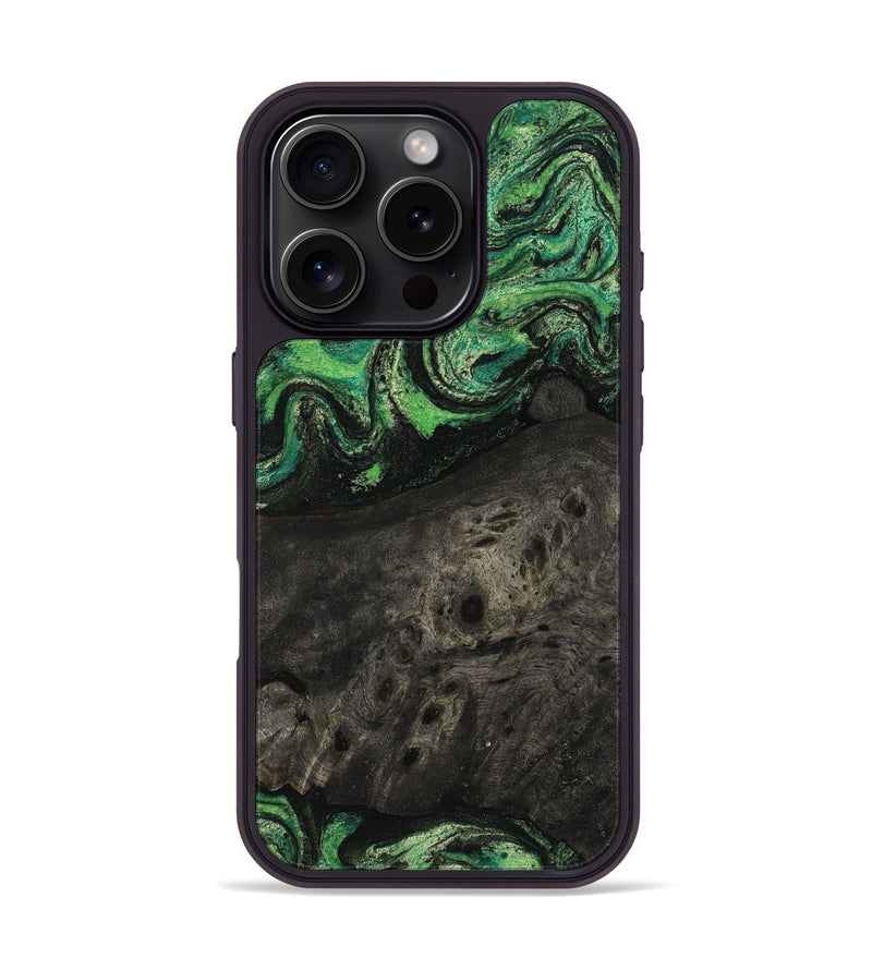 iPhone 16 Pro Wood Phone Case - Sina (Green, 811482)