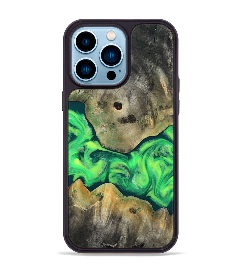 iPhone 14 Pro Max Wood Phone Case - Stephan (Green, 811552)