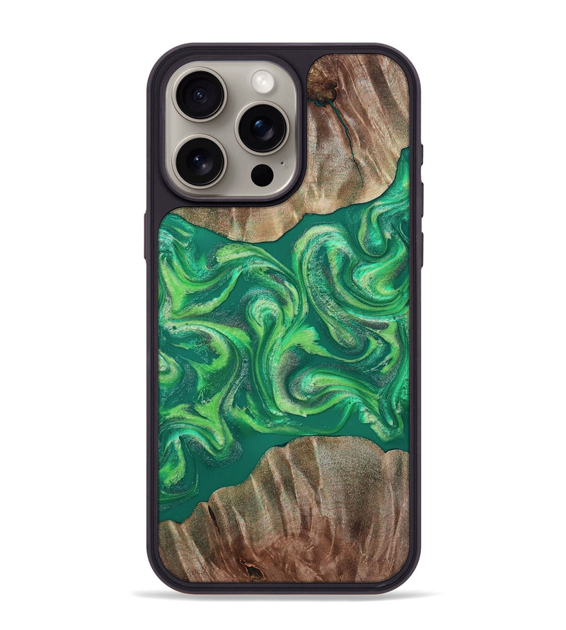iPhone 15 Pro Max Wood Phone Case - Izan (Green, 811559)