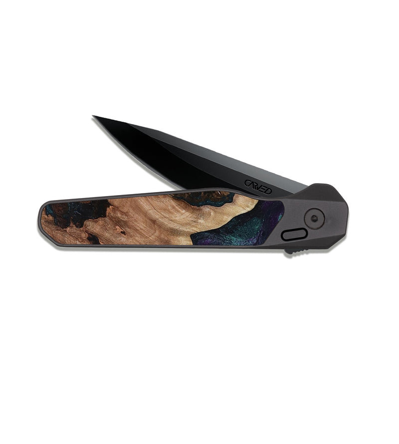 EDC Dark Slate Wood Pocket Knife - Elyse (Green, 811564)