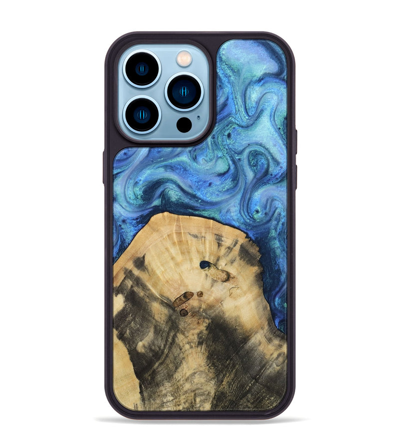 iPhone 14 Pro Max Wood Phone Case - Hazel (Blue, 811663)