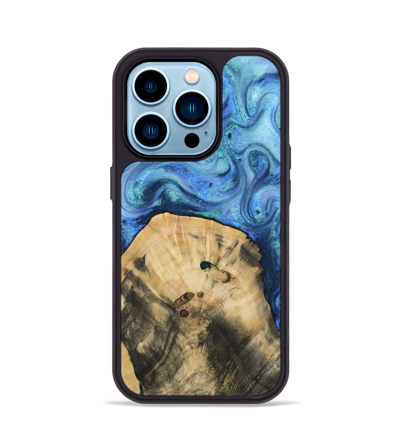iPhone 14 Pro Wood Phone Case - Hazel (Blue, 811663)