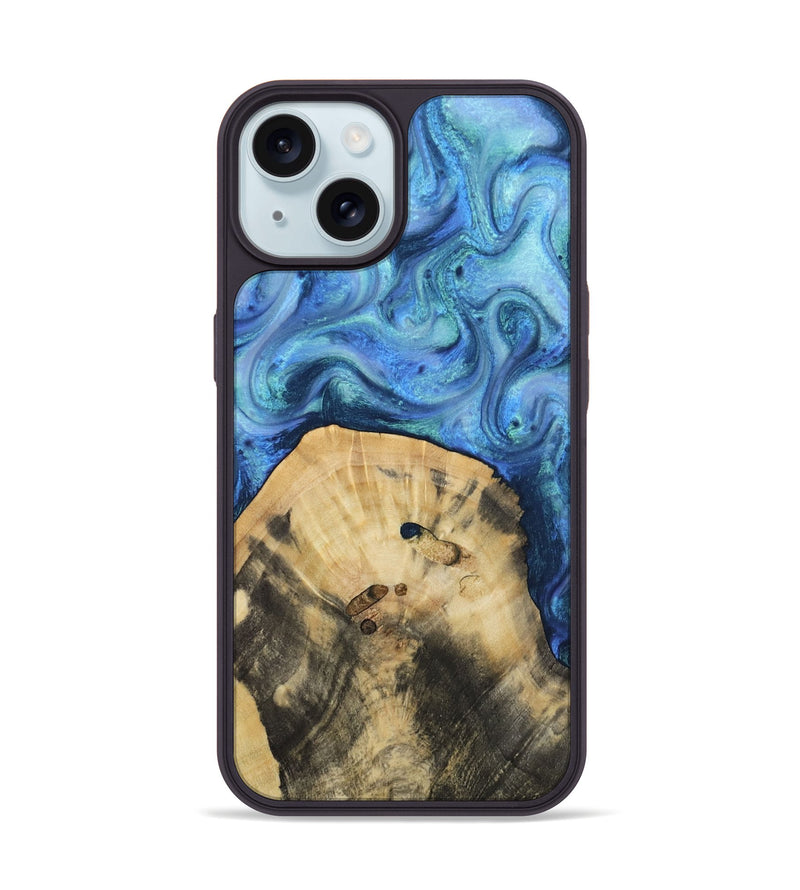 iPhone 15 Wood Phone Case - Hazel (Blue, 811663)