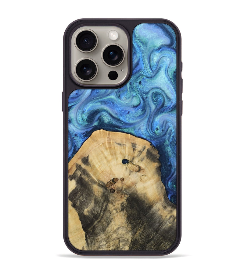 iPhone 15 Pro Max Wood Phone Case - Hazel (Blue, 811663)