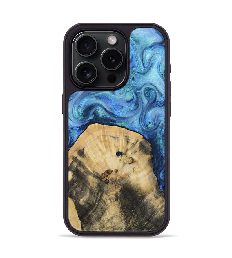 iPhone 15 Pro Wood Phone Case - Hazel (Blue, 811663)