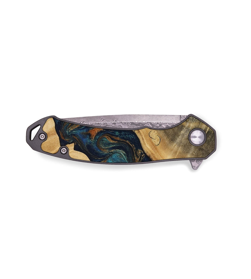 EDC Wood Pocket Knife - Andria (Teal & Gold, 811712)
