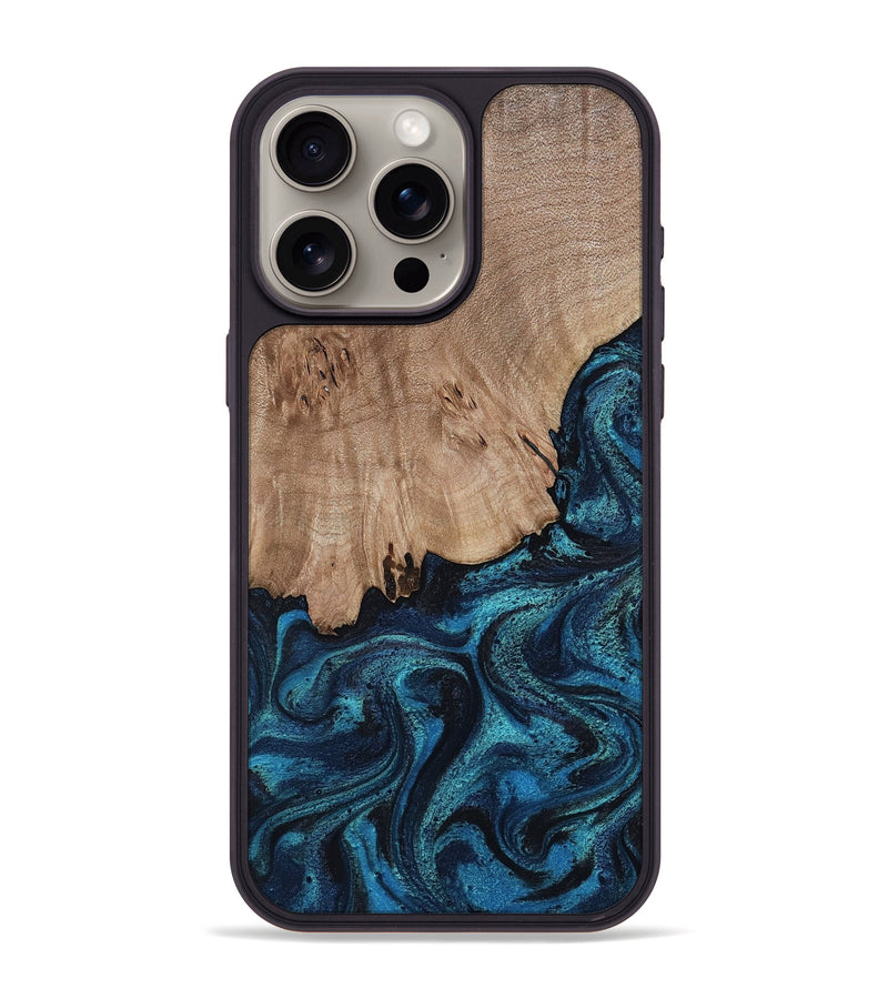 iPhone 15 Pro Max Wood Phone Case - Quiana (Blue, 811741)