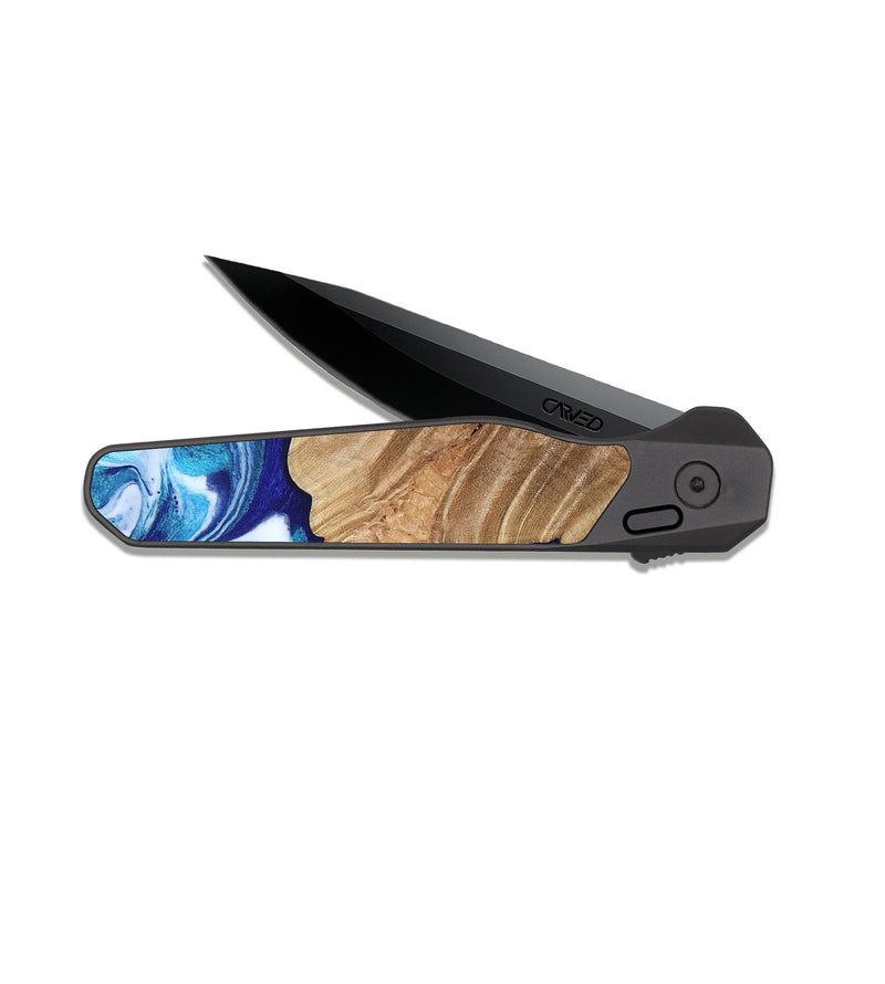 EDC Dark Slate Wood Pocket Knife - Adah (Blue, 811742)
