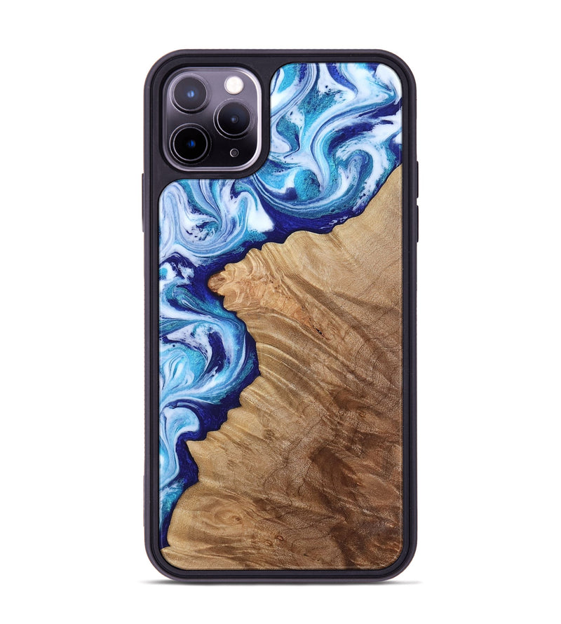 iPhone 11 Pro Max Wood Phone Case - Adah (Blue, 811742)