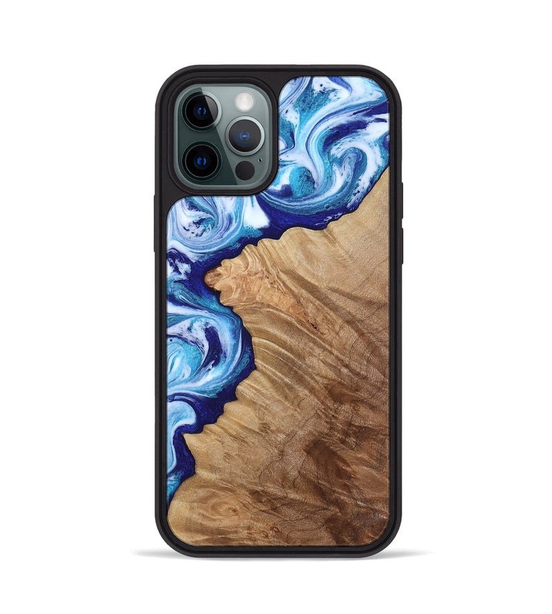 iPhone 12 Pro Wood Phone Case - Adah (Blue, 811742)