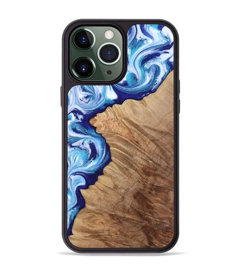 iPhone 13 Pro Max Wood Phone Case - Adah (Blue, 811742)