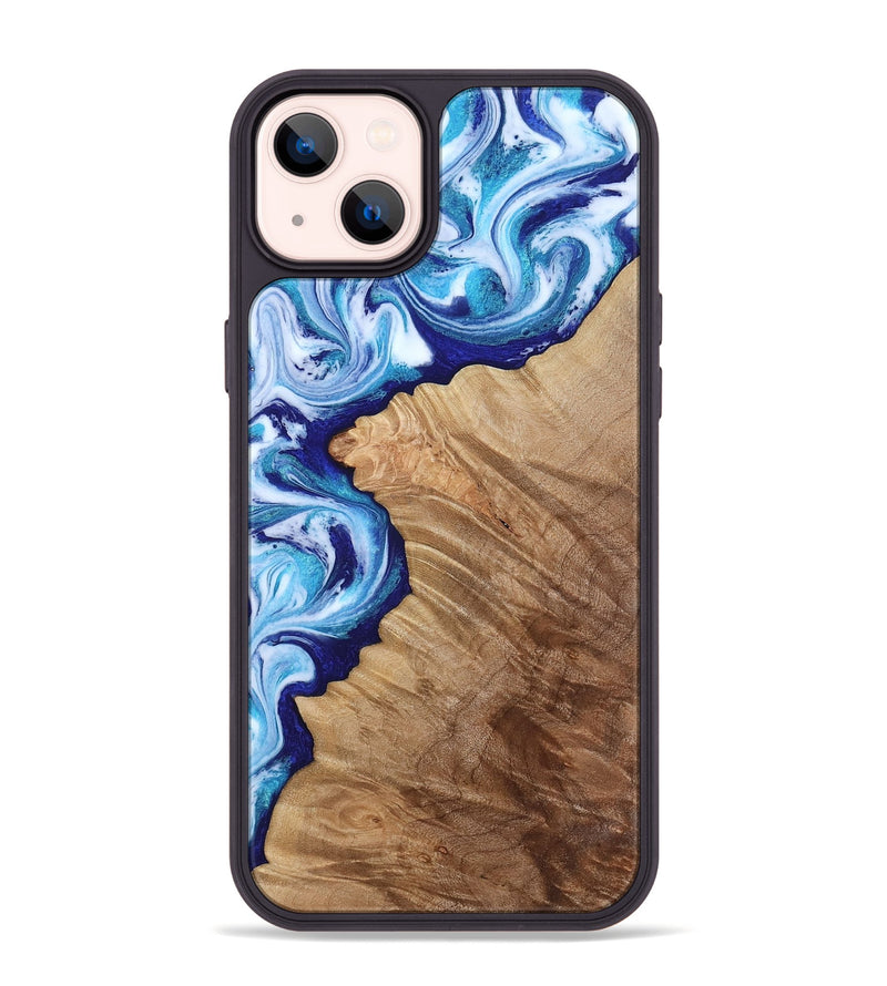 iPhone 14 Plus Wood Phone Case - Adah (Blue, 811742)