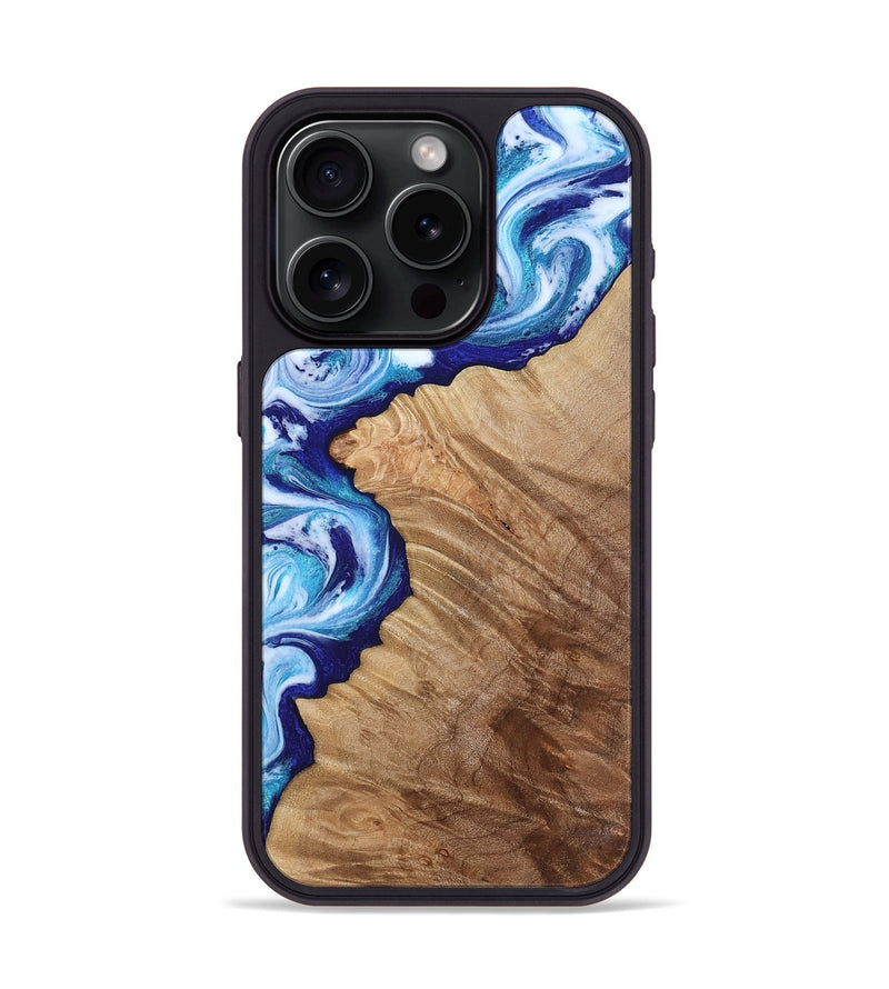 iPhone 15 Pro Wood Phone Case - Adah (Blue, 811742)